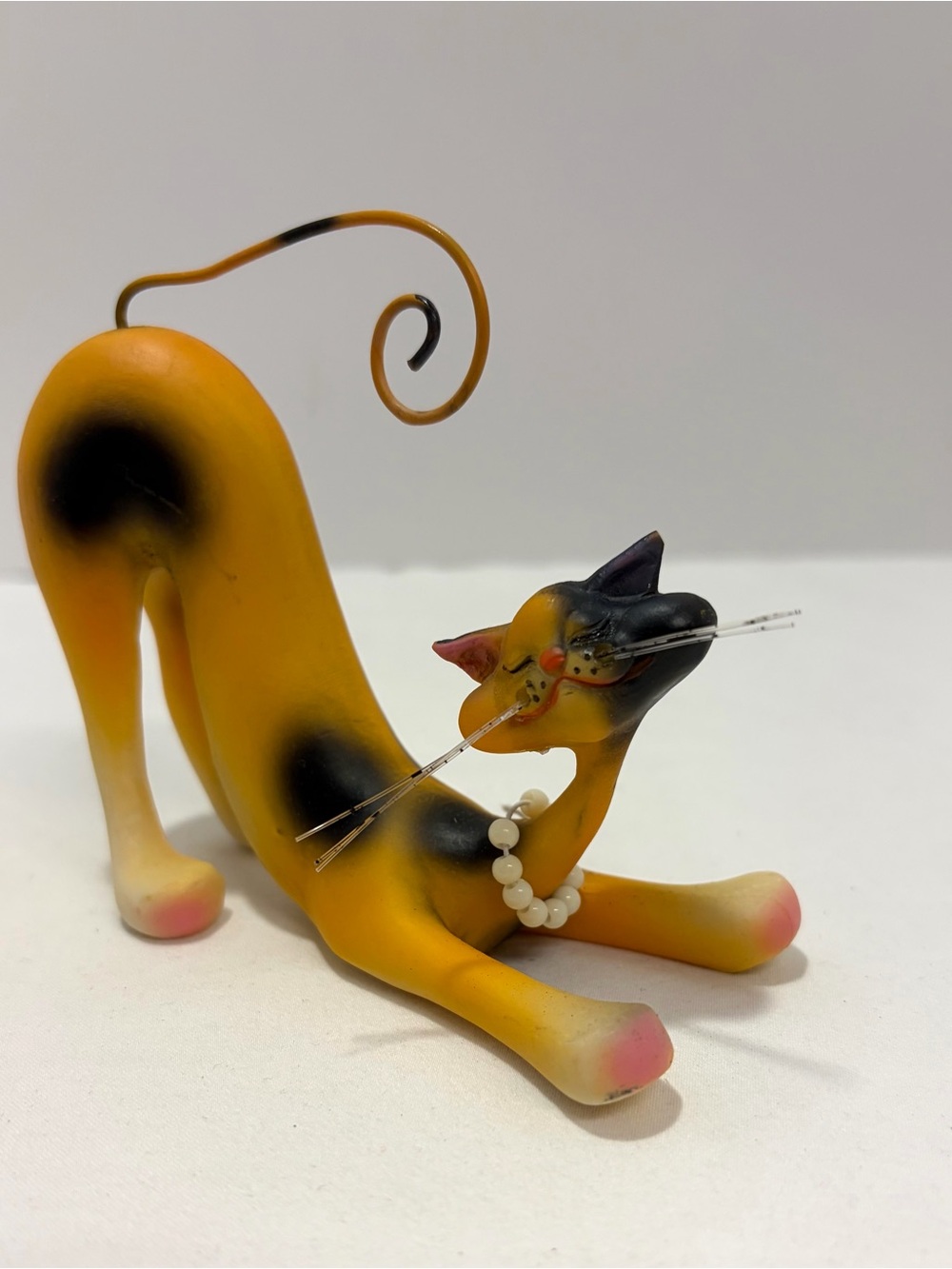 Vintage Ceramic Cat Calico Tabby Cat Figurine RARE